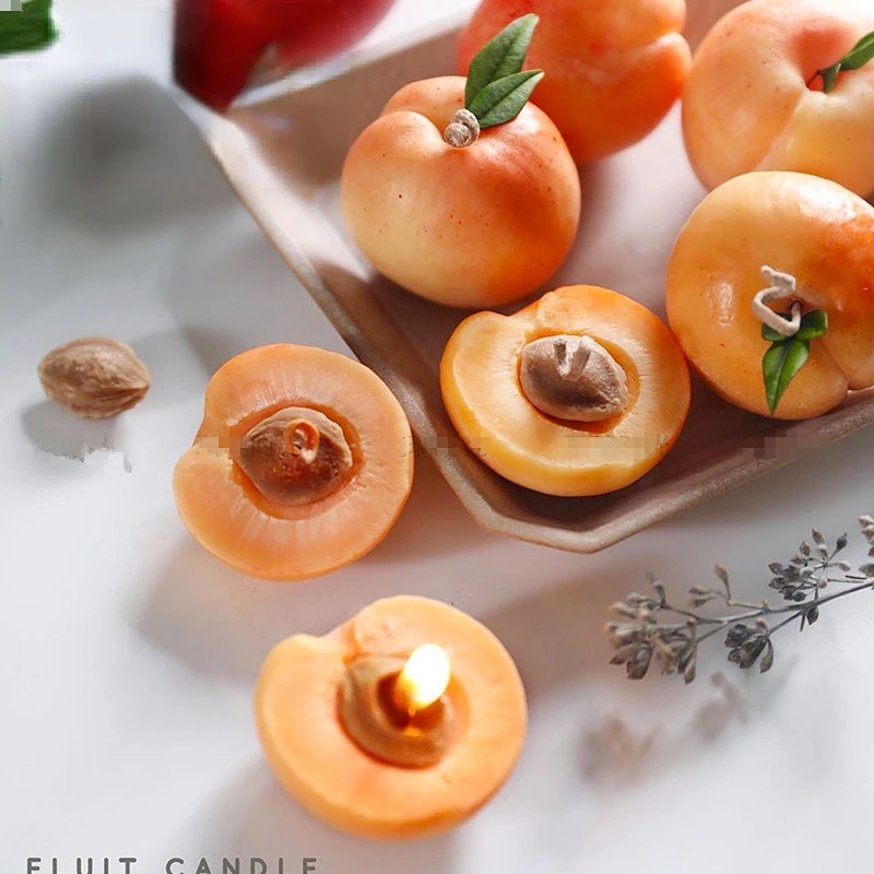 

3D Apricot Fruit Candle Silicone Mold Form Handmade Resin Clay Crafts Cake Decorating Tools Plaster Mould Candle Making Mold