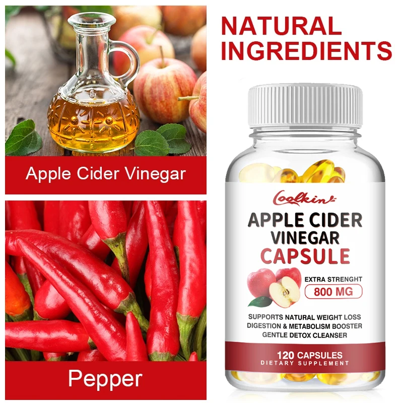 Apple Cider Vinegar Capsules-Helps with Detoxification, Weight Management, Appetite Suppression and Improved Digestive Health