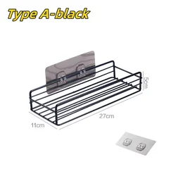 Bathroom No-Drill Metal Corner Storage Shelf (Type A-black)