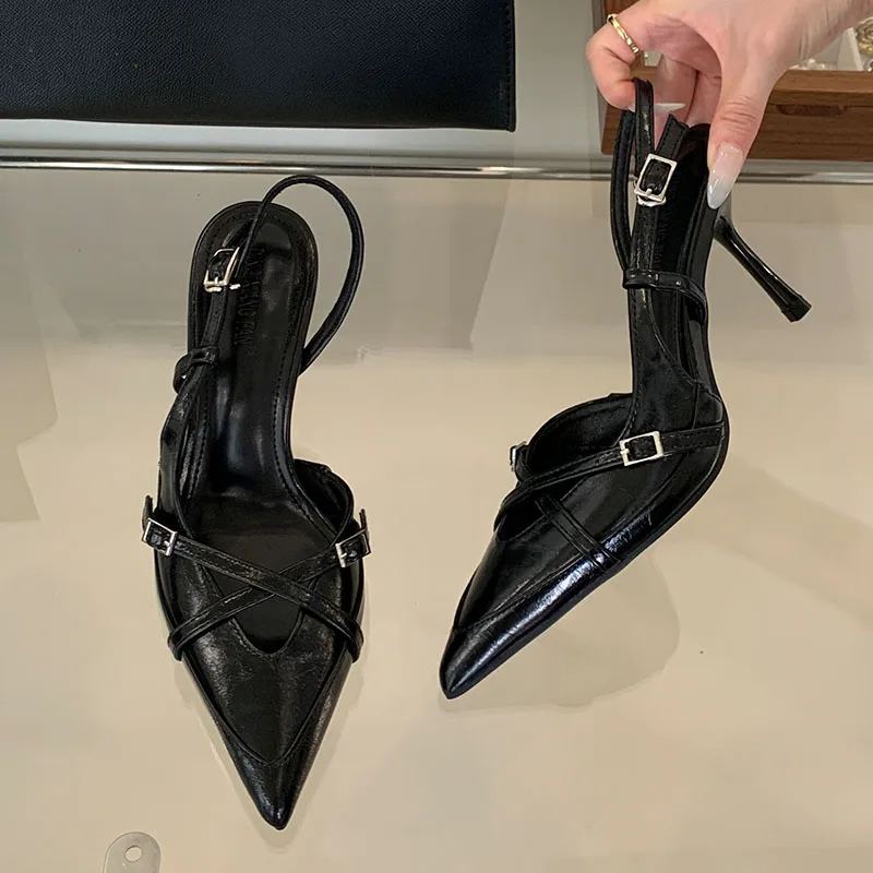 Female Dress Footwear Party Ladies Thin Heels Pumps Shoes New 2025 Fashion Pointed Toe Elegant Women High Heels Shoes Slingbacks 3