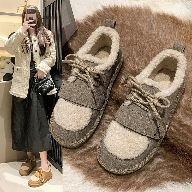 

Women Shoes Thickening Plus Velvet Winter Fashion Lace-up Warm 2023 New Short Boots Cotton Shoes Women'S Snow Boots Winter Boots