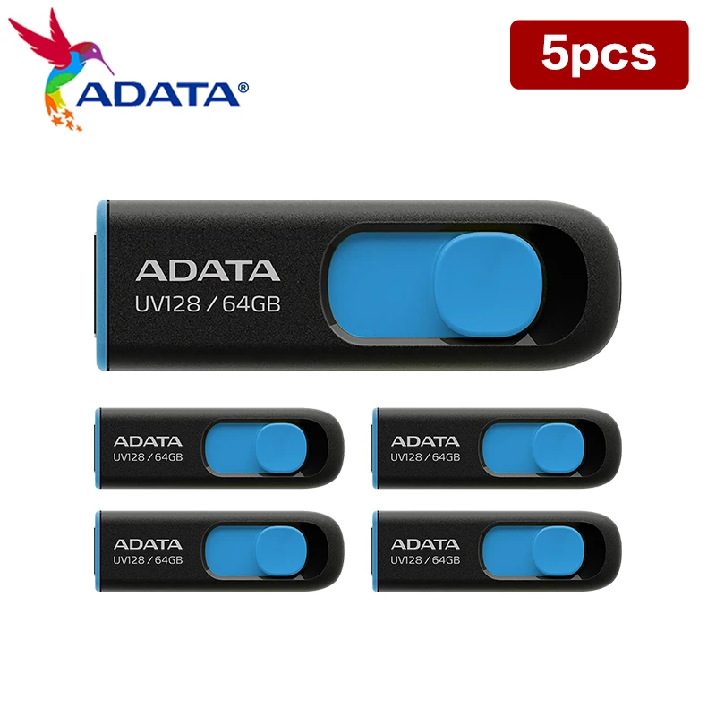 

ADATA USB 3.2 Black UV128 Wholesale 32GB 64GB 128GB Lightweight Portable Computer Office USB Flash Drive Business Memory Stick
