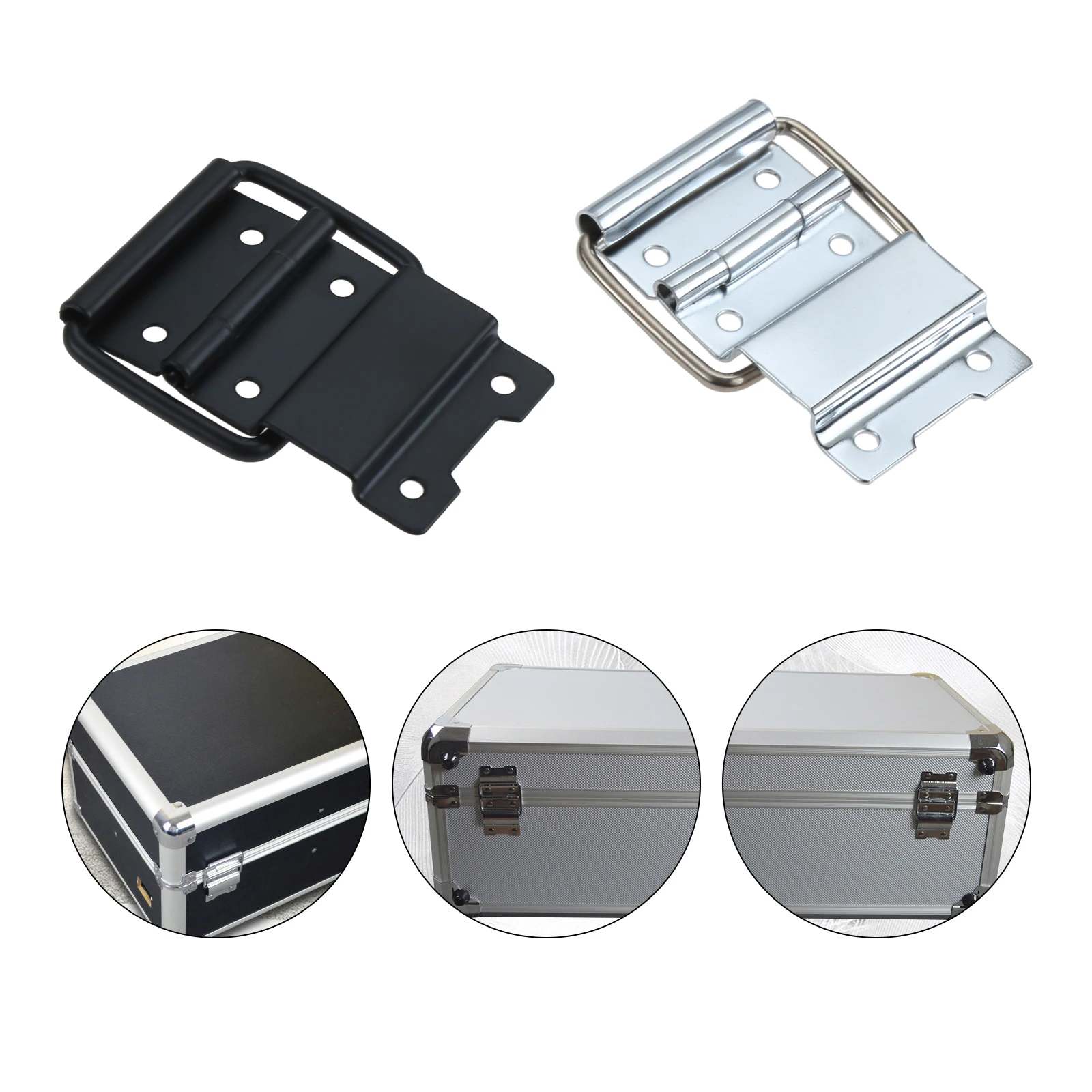 Cabinet Hinges 2Pcs Sliver/Black Flight Case Doors Tool Boxes Lockers Support Hinge Suitcase Fitting Air Box Accessories 6 Hole