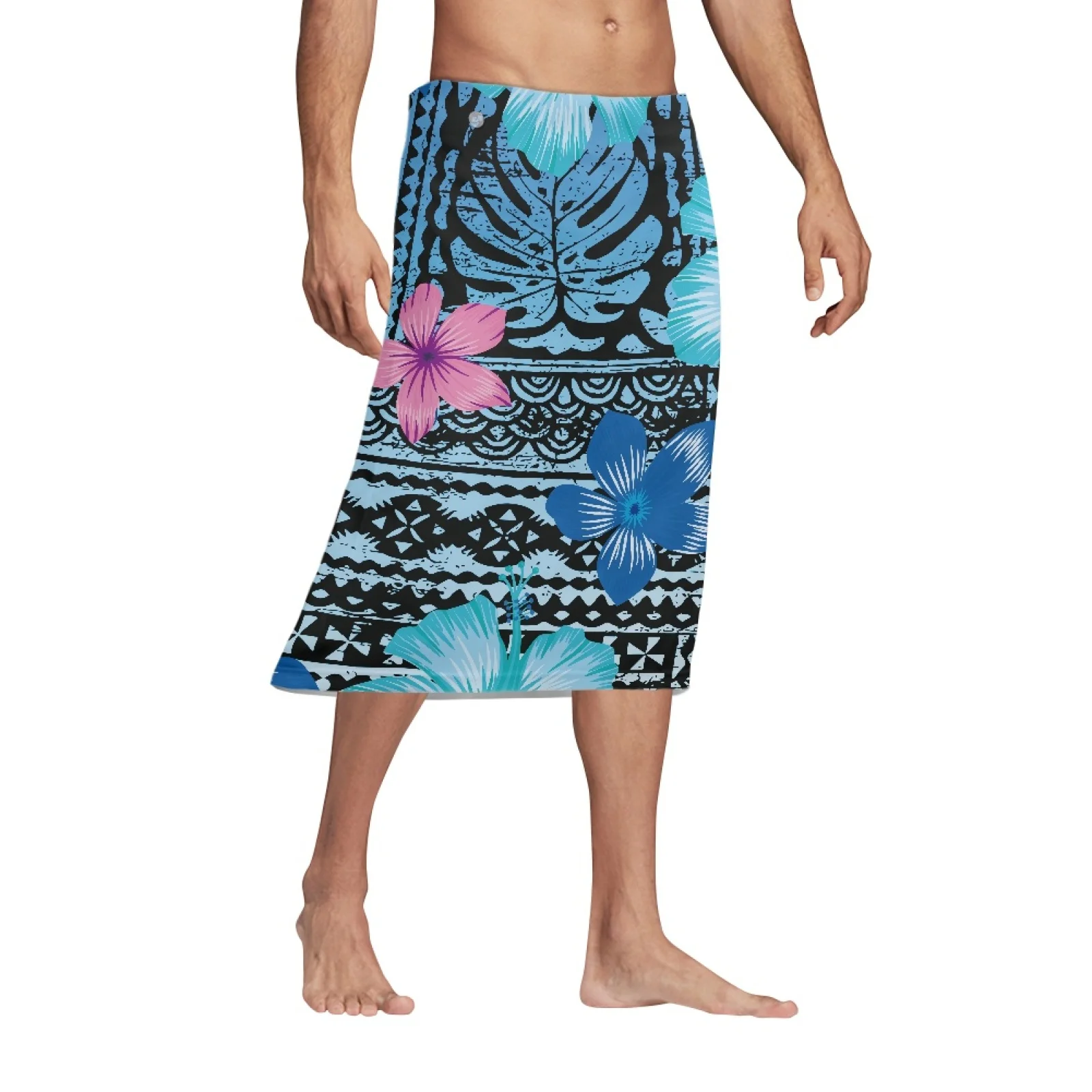 

Polynesian Tribal Hawaiian Totem Tattoo Hawaii Prints Men High Waist Breathe Pool Short Skirt Summer Men Knee Length Short Skirt