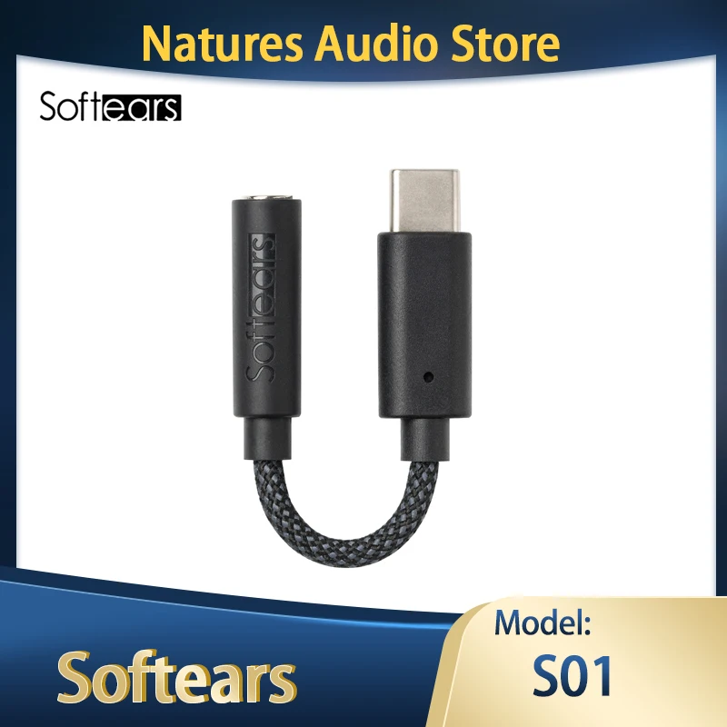 SoftEars S01 Portable USB DAC Type-C to 3.5mm Support Hi-Res Audio USB-C to Headphone Jack Adapter Headphone Amplifier