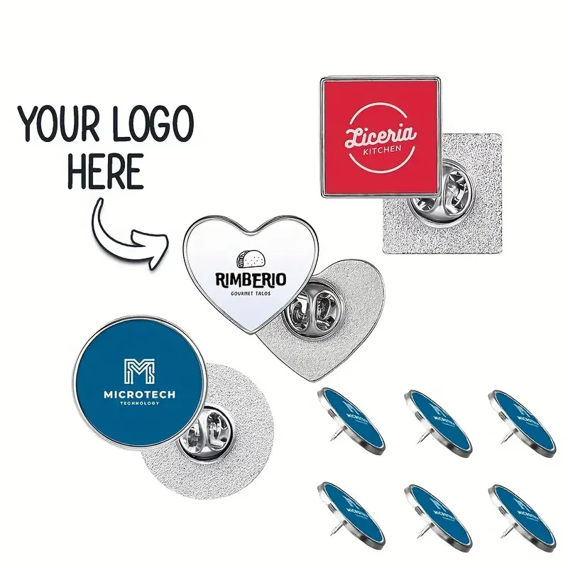 Personalized Gift Set: Premium Metal Cufflinks & Badge Buttons in Unique Shapes