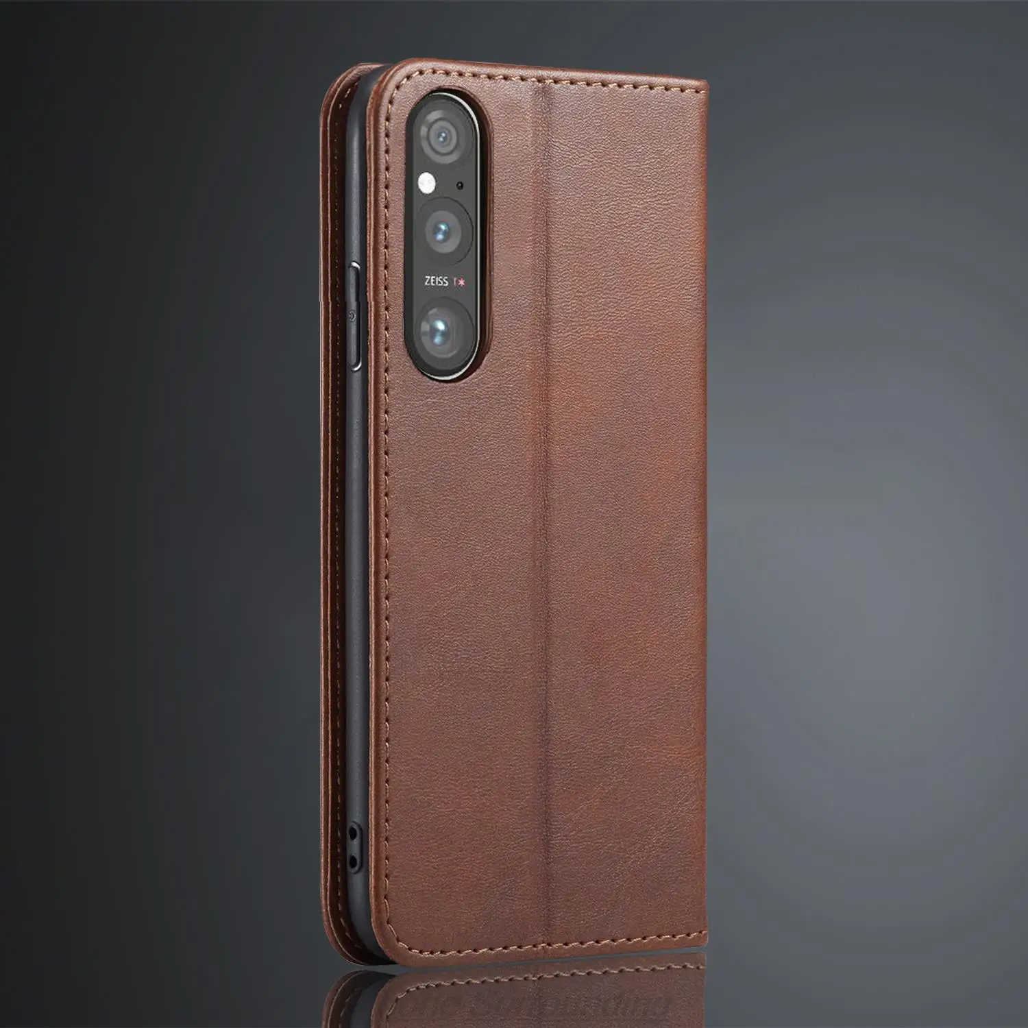 Couro Flip Case para Sony Xperia v Suporte Magnético Case Carteira Titular do Cartão - Image 3