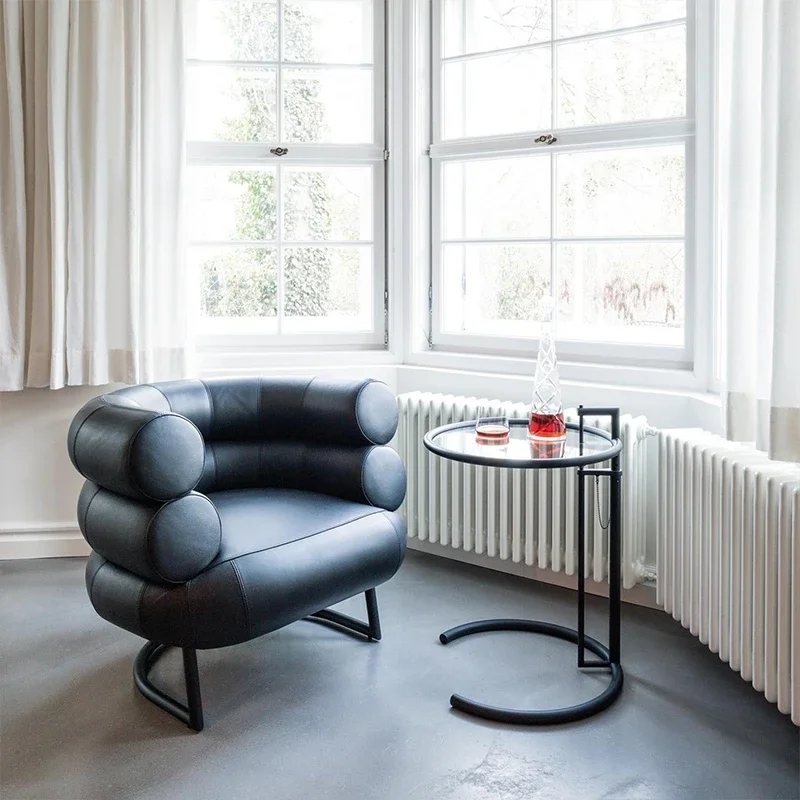 Stainless Steel Craft Popular Ins Lift Round Side Table Small Tea Table Living Room Transparent Tempered Glass Coffee Table