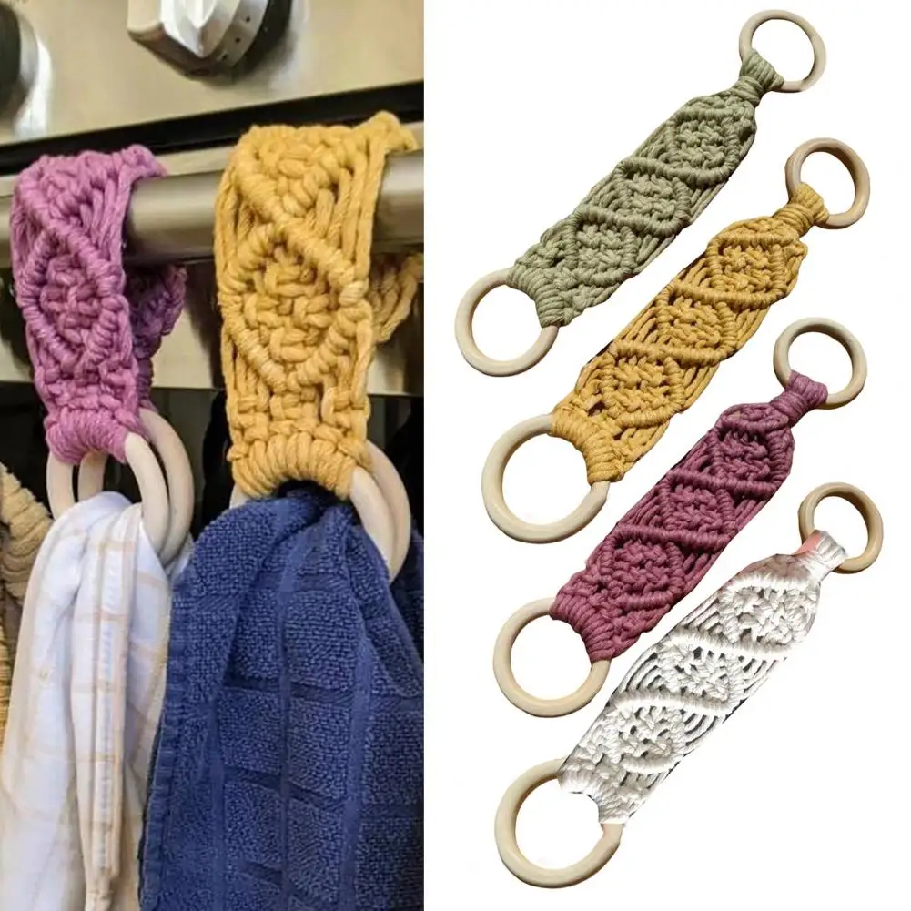 Towel Ring Hanging Clothes Rack Versatile Crochet Kitchen Towel Hanger Easy Hanging Solution for Dish Towels Stylish for Various