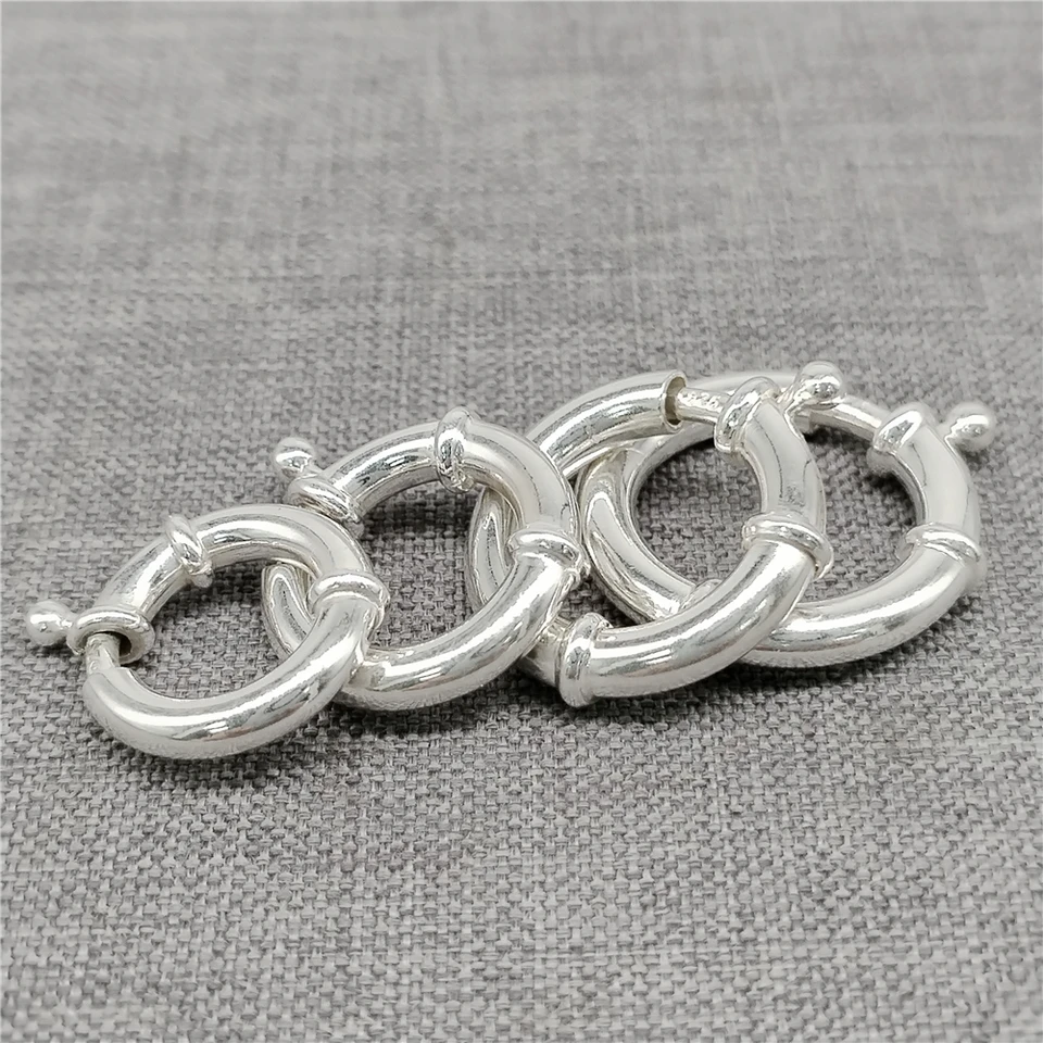 Beebeecraft 1 Scatola 2 Pezzi Anelli per Cancelli A Molla 925 Argento Sterling 2 Dimensioni O Ring Anello Portachiavi Chiusure A Scatto Rotonde per Creazione di Gioielli Accessori Fai Da Te