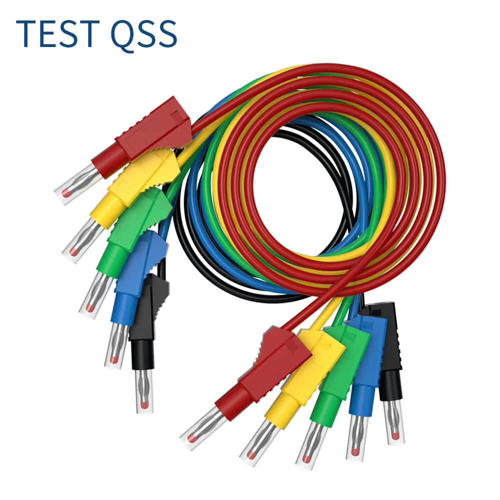 

QSS 1M 5Pcs Multimeter Test Lead Dual 4MM Retractable Sheath Stackable Copper Banana Plug 5 Color Tool Accessories Q.70022