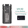 Baofeng UV-82 Li-ion Battery USB Type-C Charger 2800mah Enlarge 3800mAh BL-8 Original For Radio UV-8D UV-82HP UV-8D UV-82WX UV89 2