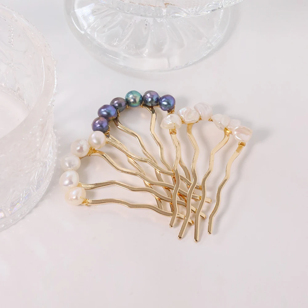 Metal hair accessories Hair accessories Natural Pearl Retro Hair Accessories Women Luxury Jewelry Hair Clips Flamenco Combs For Girls Pin Gift Gh0110