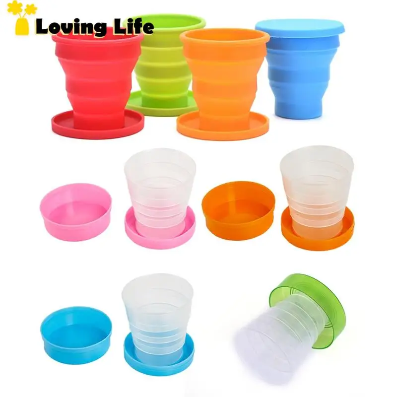 Portable Drinking Cup Silicone/Plastic Retractable Folding Water Cup Outdoor Travel Telescopic Collapsible