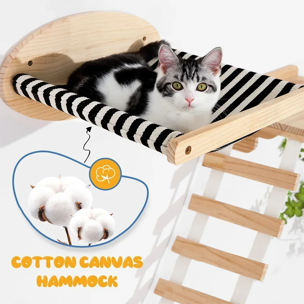 

Mounted Wooden Bed Playing Pieces for Wall Furniture Hammock And Perch Climbing Cat Sleeping 2 Stairway