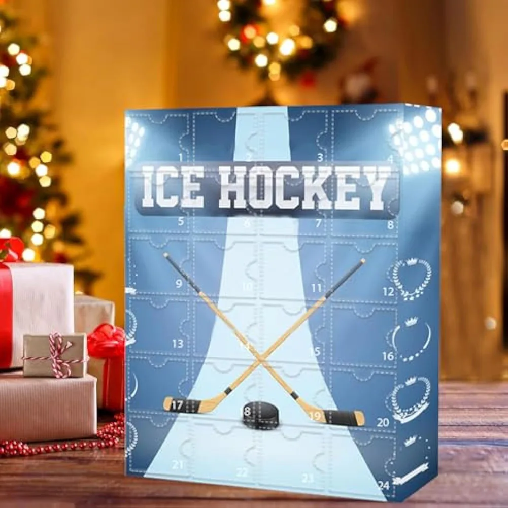 Hockey Advent Calendar 2024 Acrylic The One with 24 Little Doors Ice Ball Decoration Miniature Keepsake for Christmas Kids Gift