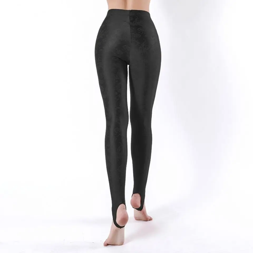 Summer Spring Floral Print Women Glossy Step on Foot Leggings Plus Size Fitness Running Workout Yoga Pants Trousers