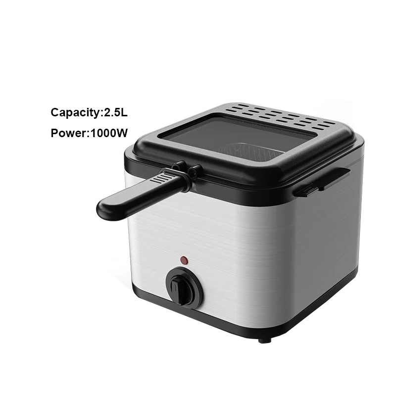 Stainless Steel Single Tank 1.5L Electric Deep Fryer Smokeless French Fries  Chicken Frying Pot Grill Mini Hotpot Oven EU US AU