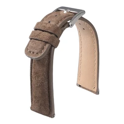 Premium Soft Suede Leather Vintage Watch Strap Bracelet - 22mm (Coffee)