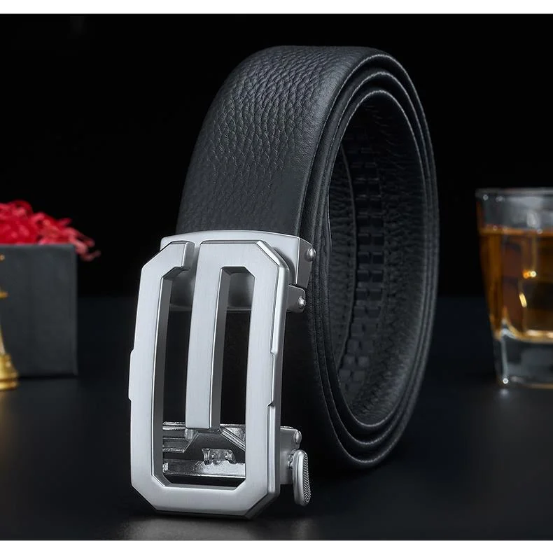 Automatic Buckle Mens Leather Belt Business Style For Men_voghion.com