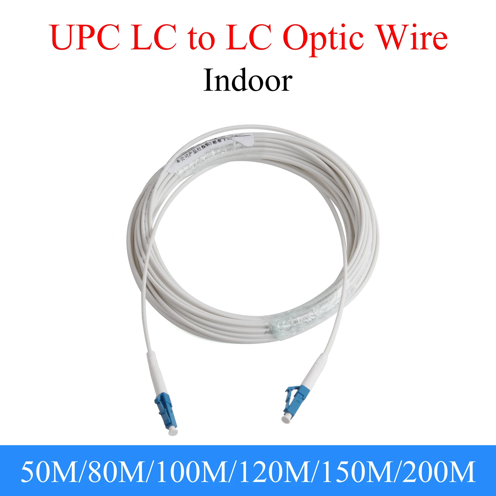 

UPC LC to LC Fiber Optic Wire Single-mode 1-core Indoor Extension Optical Cable Simplex Patch Cord 50M/80M/100M/120M/150M/200M