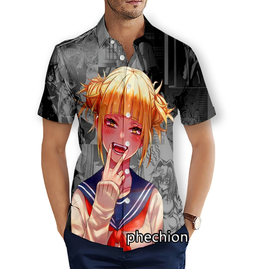 

phechion Summer Mens Short Sleeve Beach Shirts Himiko Toga 3D Printed Casual Shirts Fashion Streetwear Men Tops X41