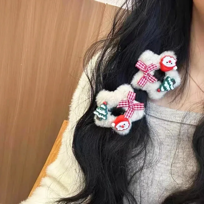 Lovely Plush Y2K Mini Star Hairpin Girls Women Handmade Cute BB Hairpin Headwear Christmas New Year Party Hair Accessories