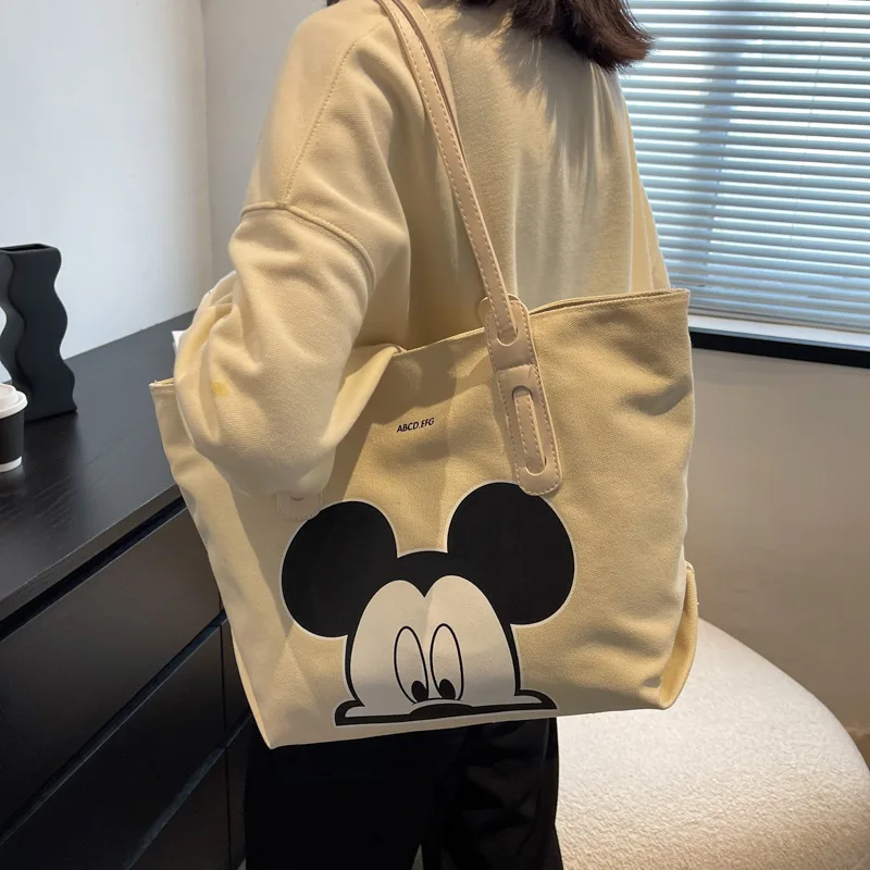 Disney Mickey New Canvas Handbag Luxury Brand Women's Shoulder Bag Large Capacity High Quality Fashion Travel Storage Bag