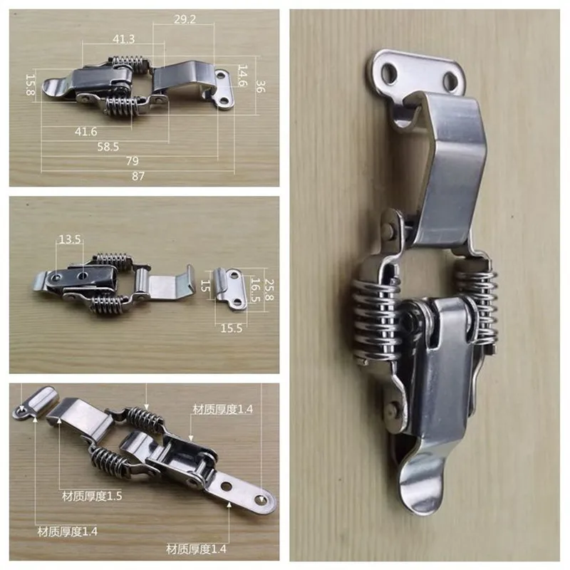 Stainless Steel Double Spring Locking Latch Hasps Chest Toggle Catch Clasp Box Loaded Hinges Furniture Hardware Accessories furniture hardware toggle latches decorative latches