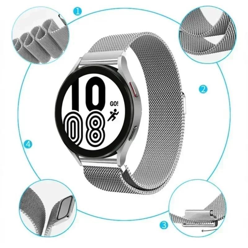 Premium Magnetic Stainless Steel Loop Band - Adjustable Metal Bracelet, 20mm/22mm Size