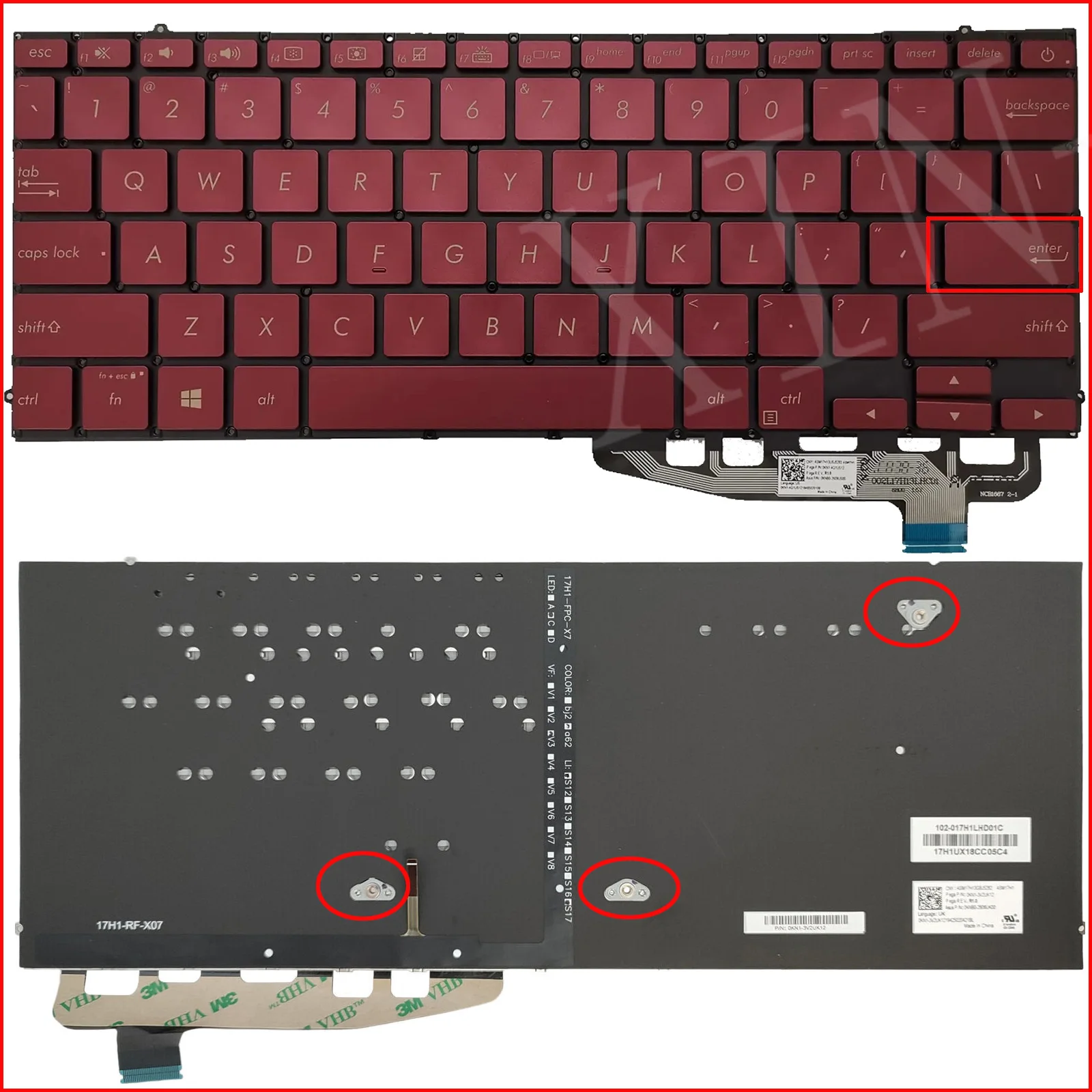 

US Red Backlit Laptop keyboard for Asus ZenBook UX391U UX391UA UX391F UX391FA ASM17H13USJ5283 0KNB0-2609US00