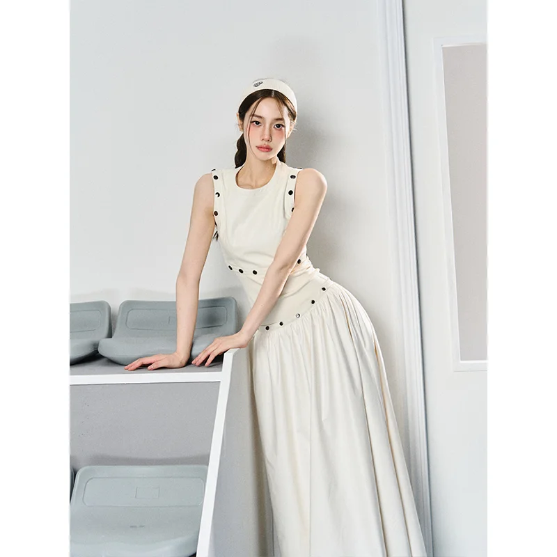 

Summer Product French Style Simplicity Elegance Women's Suit Detachable Vest + Half Skirt Two-piece Set Sleeveless Waist Tuck