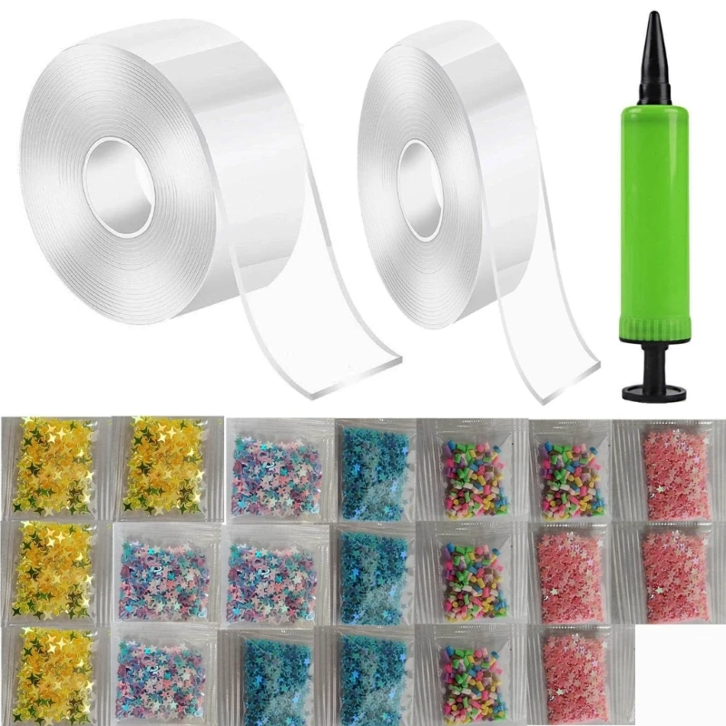 

DIY Bubble Wand Nanos Tape Set Fun and Relaxing Balloon Craft Nanos Double Sided Tape for Bubble with Balloon Inflators