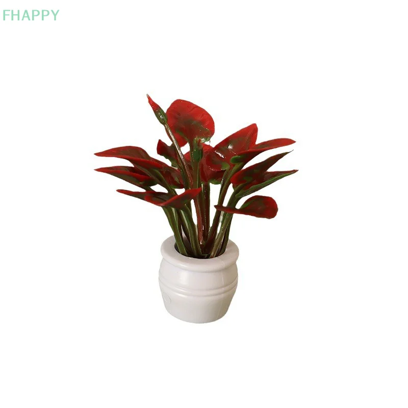 Miniature Ornament Miniature Scenery Material 1PC Doll House Mini Plant Model Mini Green Plant Potted Outdoor Landscape Flower Bed