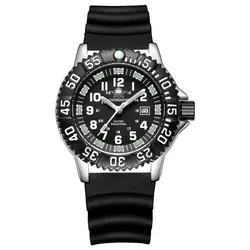 Addies Dive Men's Fashion Luminous Waterproof Watch with Calendar - Black Dial & Rotating Bezel - No (Yin050 Silicone)