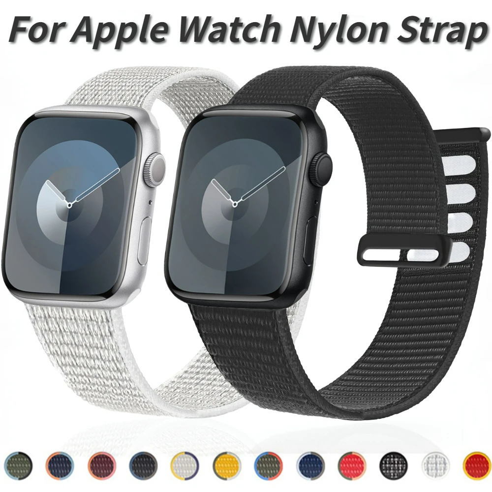 애플 워치 밴드용 나일론 루프 스트랩, 2 섹션 팔찌, iWatch 시리즈 울트라 9 8 7 6 5 3 SE, 44mm, 40mm, 42mm, 38mm, 49mm, 45mm, 41mm