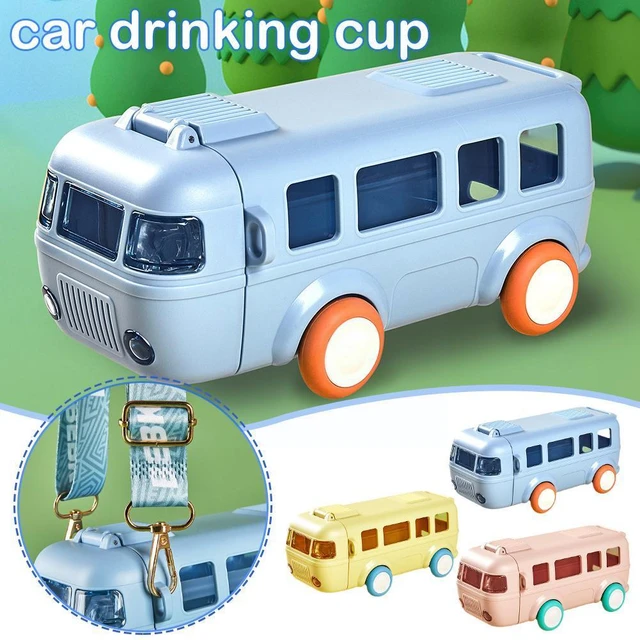 Baby Water Bottles, Car Straw Water Cup, 16oz Summer Cute Bus Shaped Water  Bottle, Leak-Proof Kids Square Drinking Cup Cute Cartoon Water Jug Toy