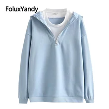

FoluxYandy 2022 Spring Casual Women Hoodies Plus Size Sailor Collar Loose Long Sleeve Sweatshirt Pullovers KKFY5809