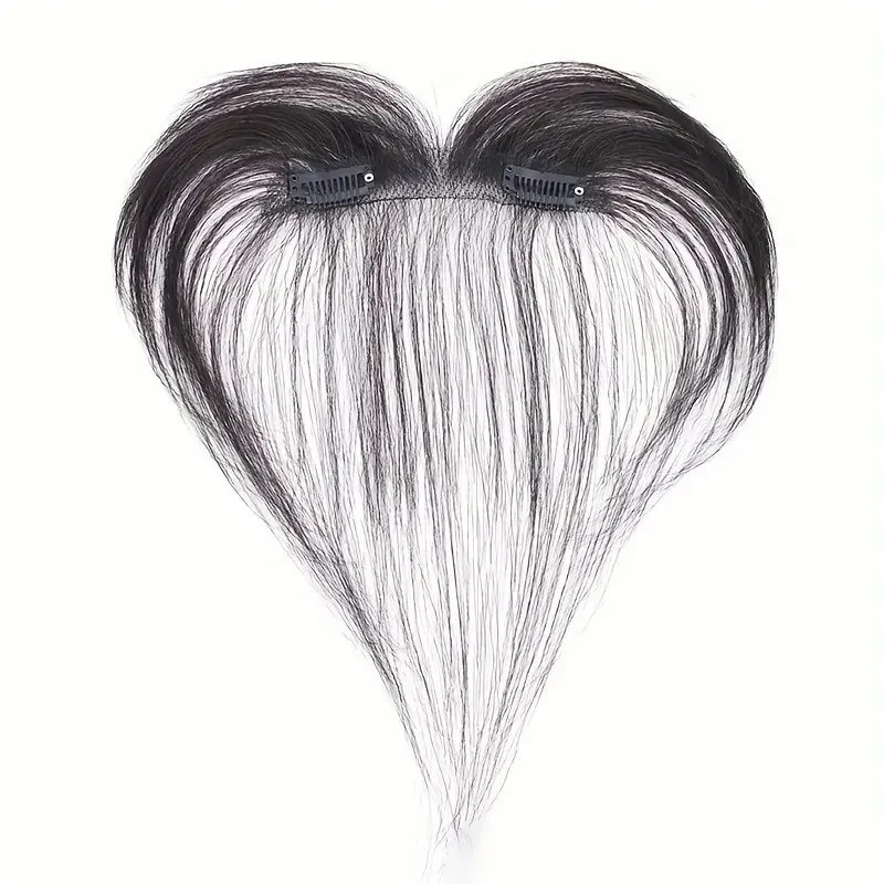100% Real Human Hair Straight Hair Full Hand Crochet Bangs Wig Universal for All Types and Skin Colors