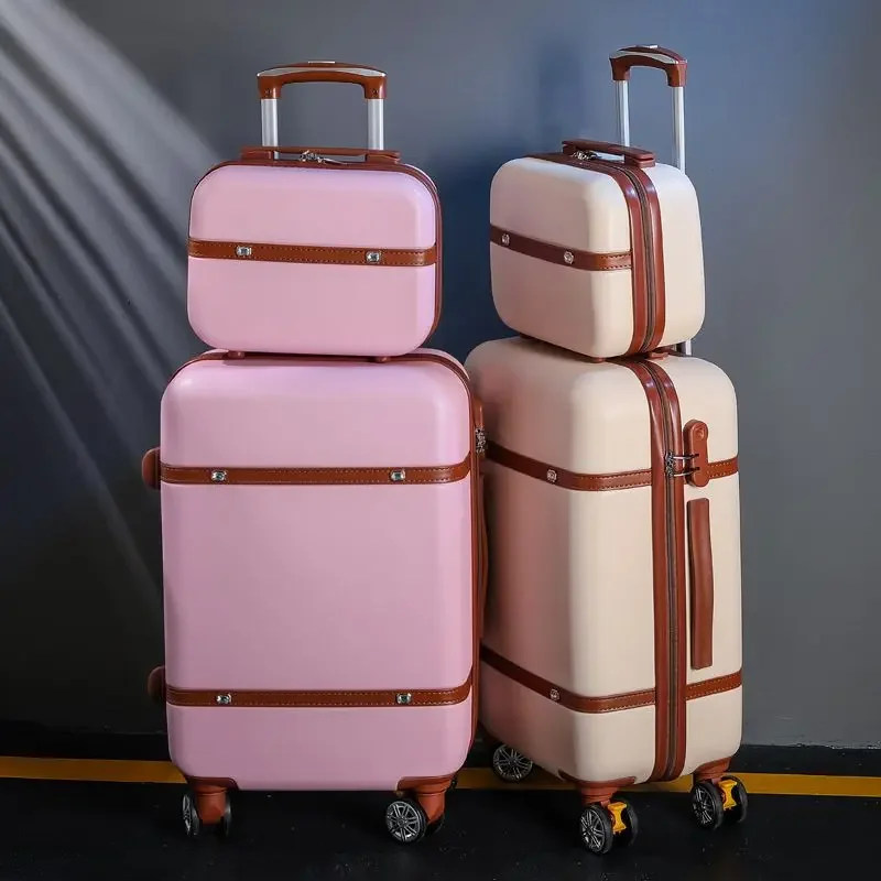 Retro Style Luggage 20 Inch Carry-on Suitcase Password Luggage Set for Students 26 Inches Large Capacity Trolley Case travel bag pull bar suitcase