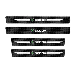 4 - Piece Carbon Fiber Car Door Sill Protector Threshold Stickers Set (For Skoda - 4pcs)
