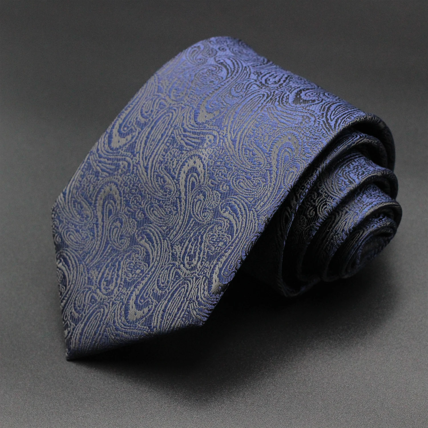 ربطة عنق رجالية فاخرة عالية الجودة مقاس 8 سم مخططة باللون الأزرق من قماش الجاكار للأعمال