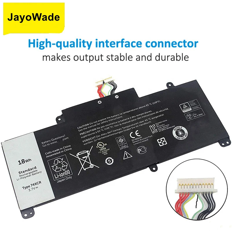 JayoWade New 74XCR 074XCR Laptop Battery For Dell Venue 8 Pro 5830 T01D VXGP6 X1M2Y Tablet Series 3.7V 18WH 74XCR Notebook