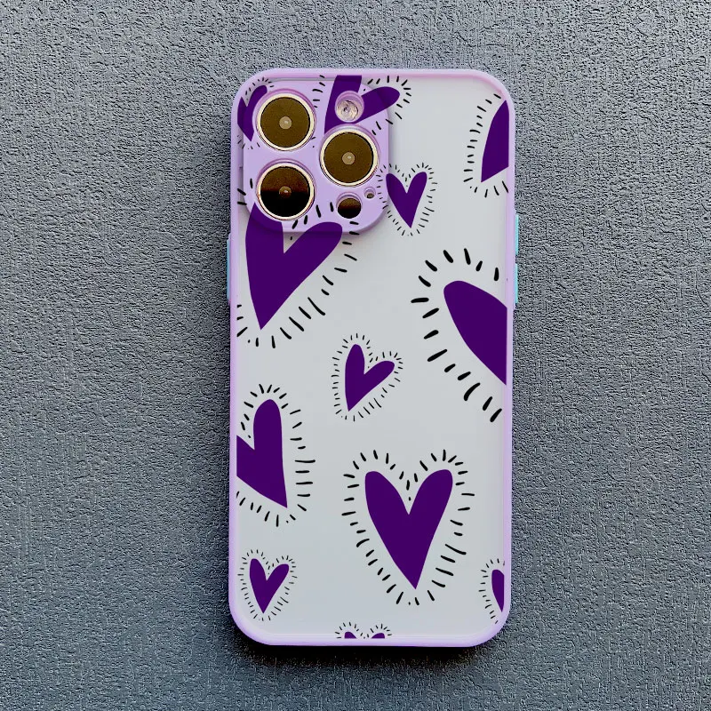 Chic Full Screen Red Love Heart Pink Shockproof Phone Case