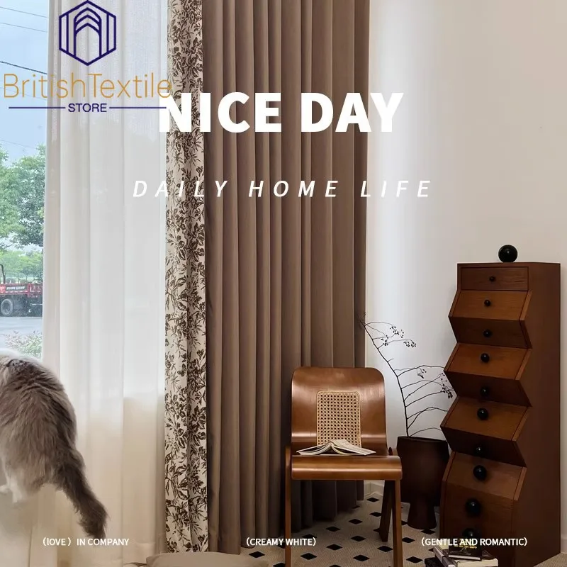 

Thicken Decor Blackout French Light Luxury Modern Cream Chenille Jacquard Curtains