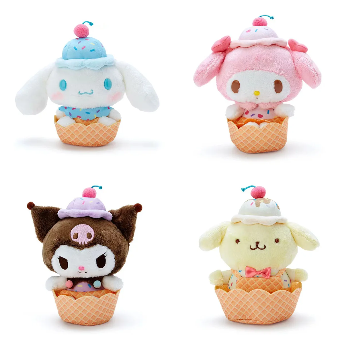 

Sanrio Cartoon Ice Cream Series Decor Kawai Kuromi Mymelody Cinnamoroll Doll Pendant Ornaments Accessories Kids Toy Xmas Gift