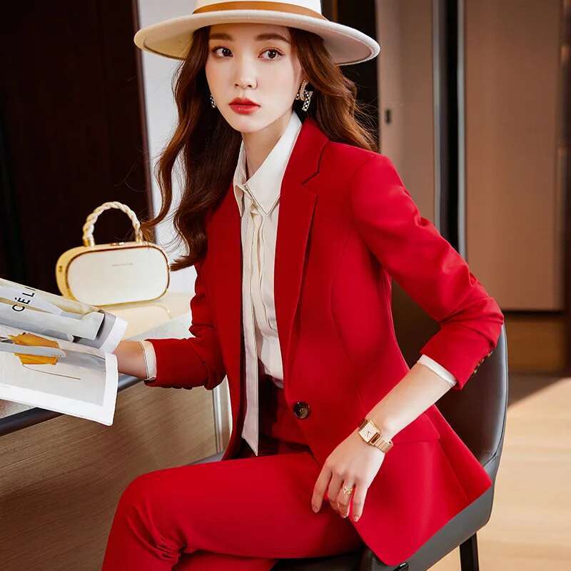 Formal Women Business Suits with Pants and Jackets Coat Professional Pantsuits Blazers Office Work Wear Trousers Set