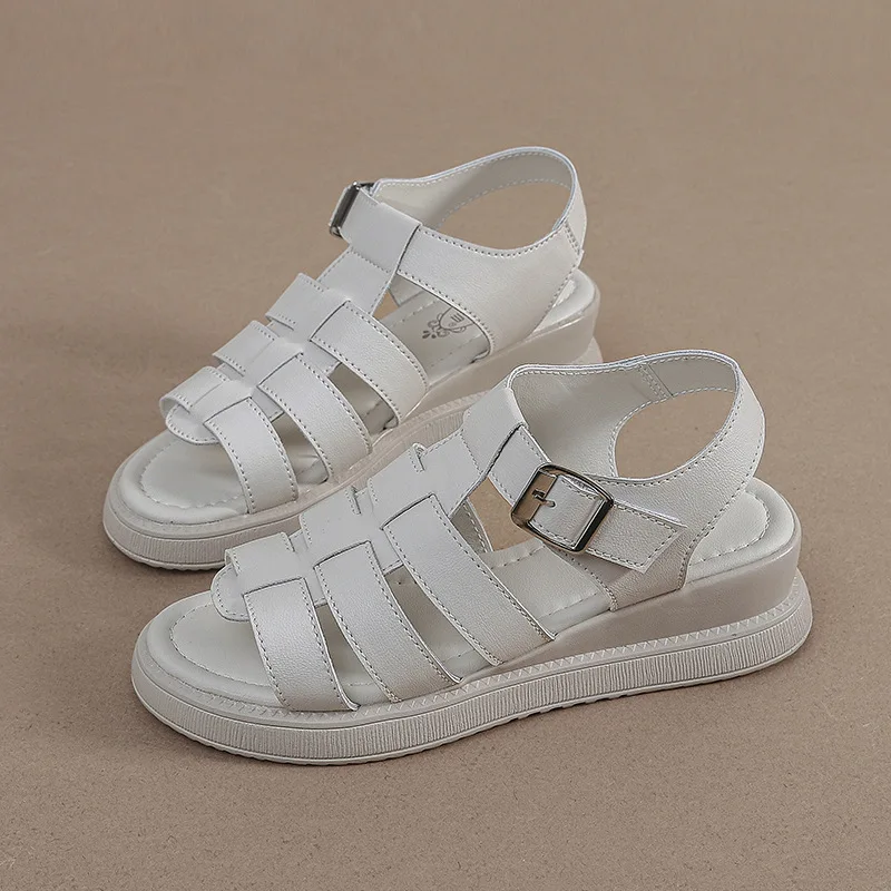 

Large Size 31 32 33 Pu Leather 5cm Wedges Sandals Women Summer Shoes Open Toe Platform Beach Sandals