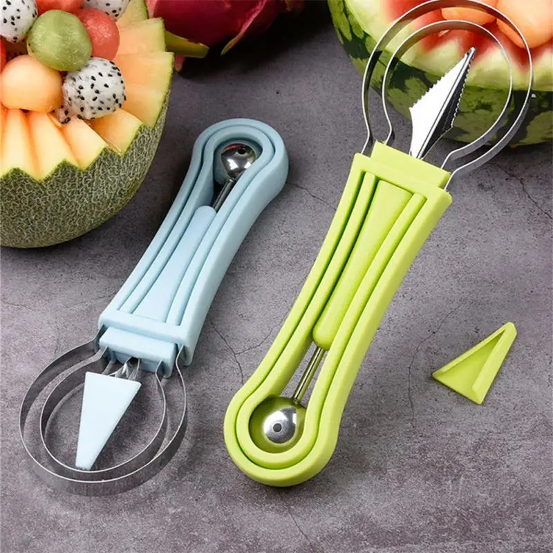 녹색 과일 커터 국자 칼, 과일 파기, 펄프 분리기, 과일 플래터, 주방 가제트, 4 in 1, 1 개
