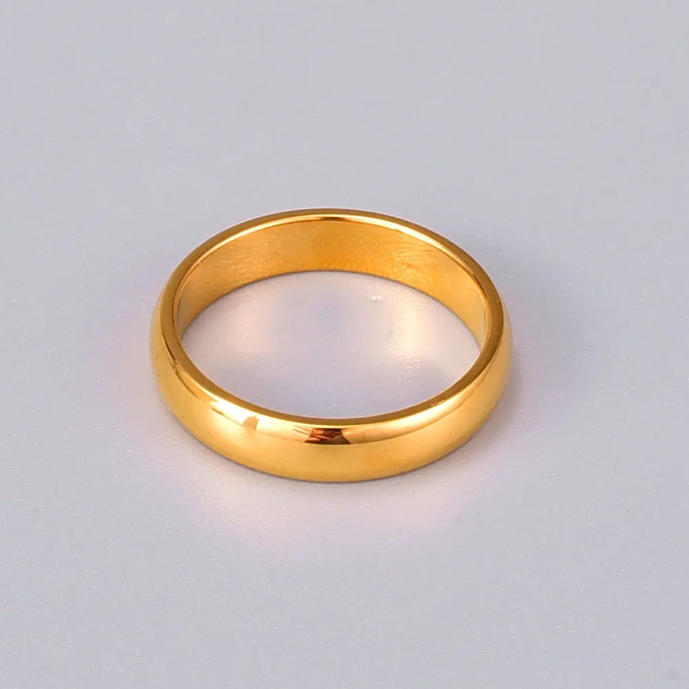 Womens Ring J98 French simple wide surface smooth For women stainless steel gold jewelry